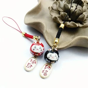 Porte-clef porte-bonheur japonais avec motifs traditionnels