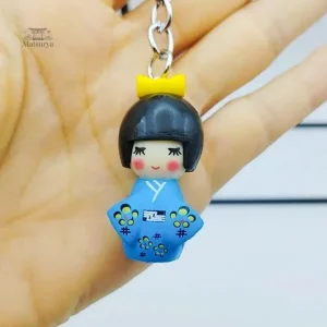 Porte-clef Kokeshi Japonais en bois traditionnel