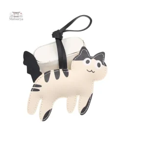 Porte-clés en cuir avec motif de chat