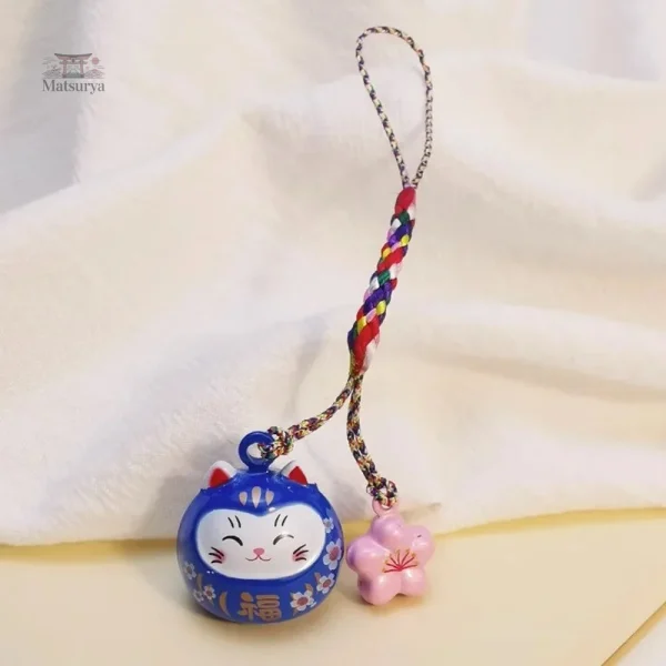 Porte-clés design japonais, chat mignon et éléments sakura