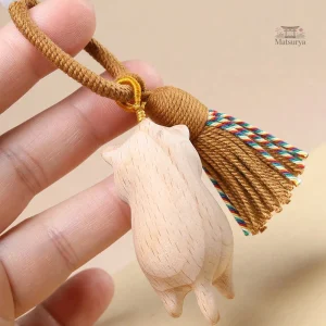 Porte-clés en bois, motif chat mignon, cadeau original