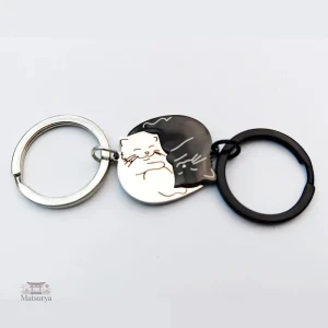 Porte-clés Japonais, duo de chats dans un style unique