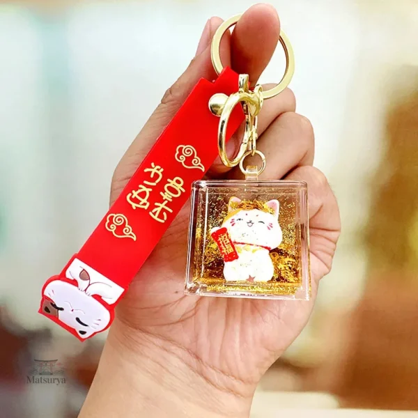 porte-cles-maneki-neko-mignon-1 Porte-clés Maneki Neko mignon en forme de chat porte-bonheur