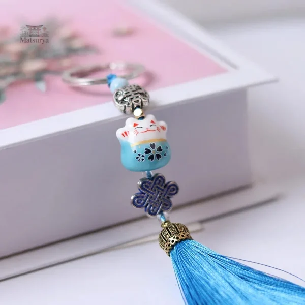 Porte-bonheur Maneki Neko en porte-clés coloré