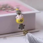 Porte-clés porte-bonheur Maneki Neko traditionnel
