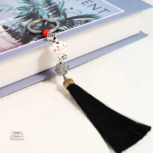 Porte-clés en forme de Maneki Neko, amulette de fortune