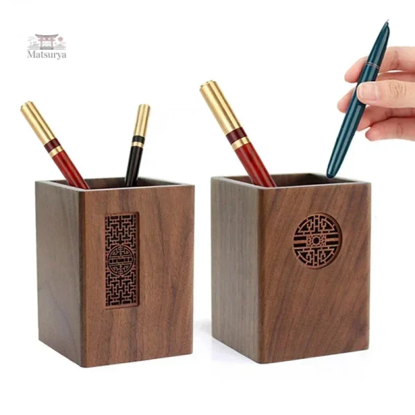 Porte-stylo en bois artisanal japonais
