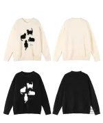 Pull stylé japonais pour femme, motif chat intemporel