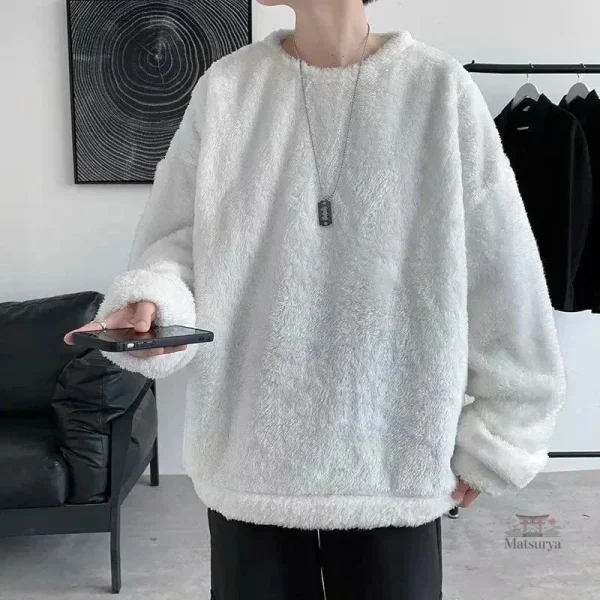 Pull ample en tissu douillet, mode masculine japonaise