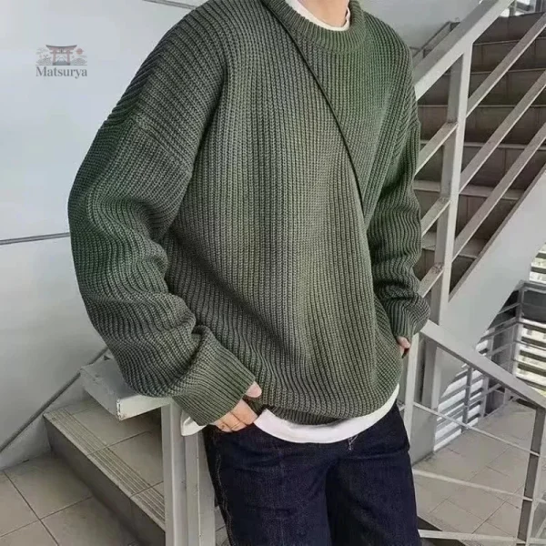 Pull ample au style rétro japonais pour homme