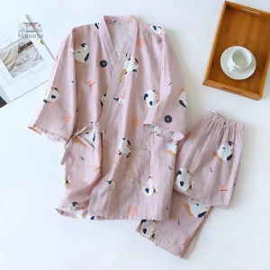 Pyjama chat pour femme, style japonais