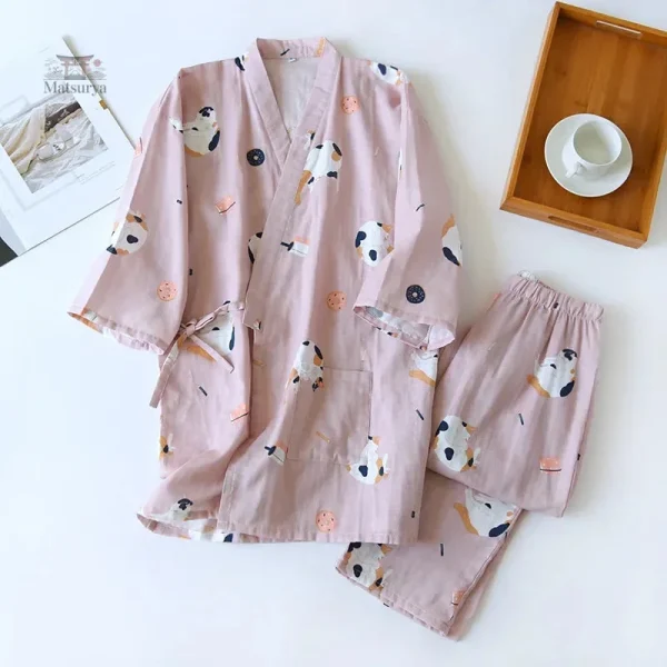 Pyjama chat pour femme, style japonais
