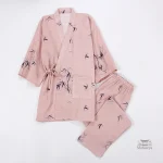 Pyjama Femme en Bambou, couleur rose, style japonais