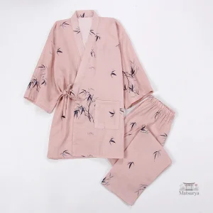 Pyjama Femme en Bambou, couleur rose, style japonais