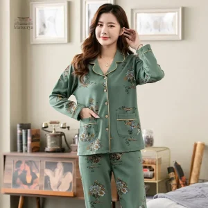 Pyjama Femme Japonais couleur verte, style confortable