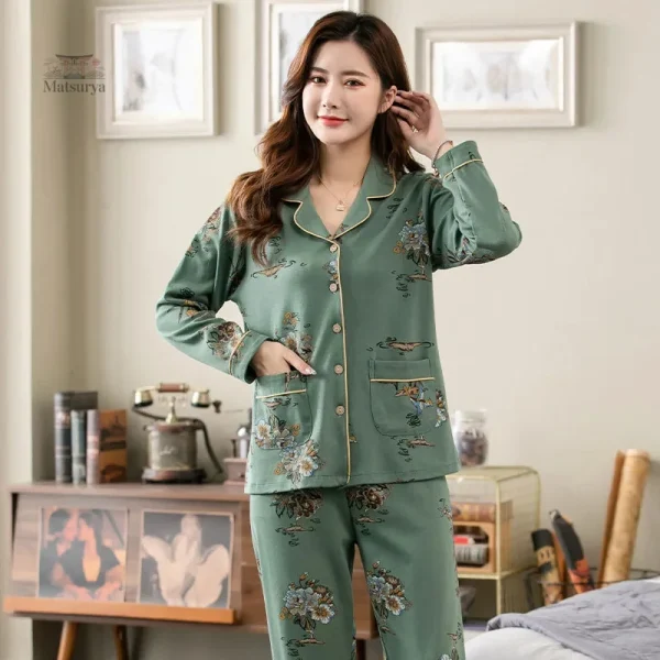 Pyjama Femme Japonais couleur verte, style confortable