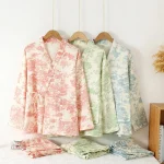 Pyjama Japonais Imprimé en Coton pour Femme