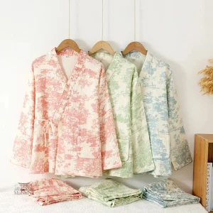 Pyjama Japonais Imprimé en Coton pour Femme