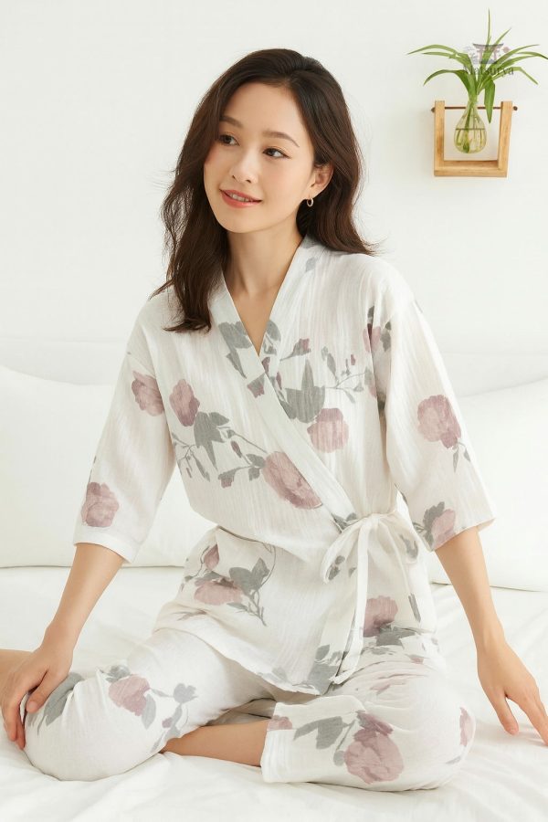 pyjama-kimono-roses-1 Pyjama Kimono Femme Roses élégant et confortable