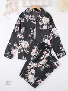 Pyjama Noir avec design japonais pour femme
