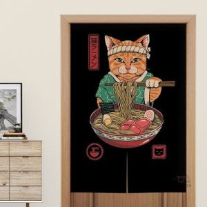 Rideau de Porte Chat en style japonais