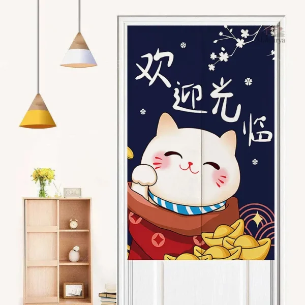 Rideau Japonais style contemporain avec chat