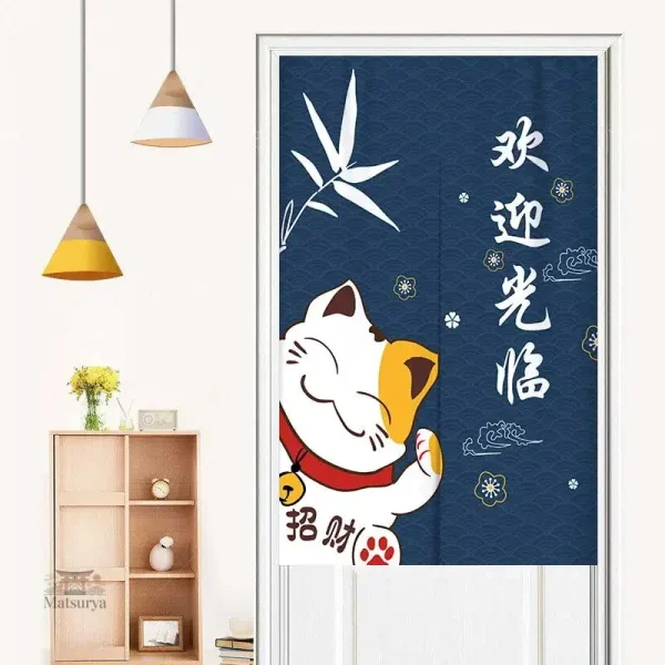 Rideau Japonais avec design de félin charmant