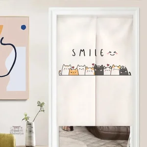 Rideau Japonais Kawaii avec motif de chat