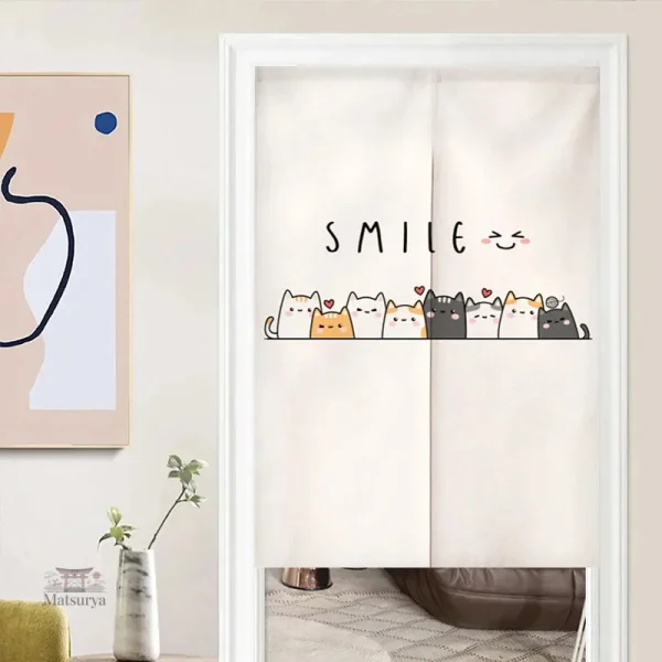 rideau-japonais-chat-kawaii-1 Rideau Japonais Kawaii avec motif de chat