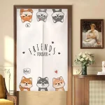 Motif chat mignon sur rideau japonais décoratif