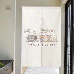 Rideau japonais en tissu avec design de chat kawaii