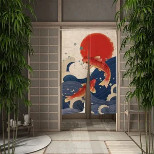Rideau Koi en tissu léger pour décoration intérieure
