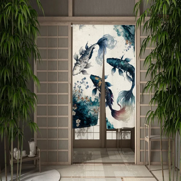 Rideau Japonais motif Koi pour ambiance zen