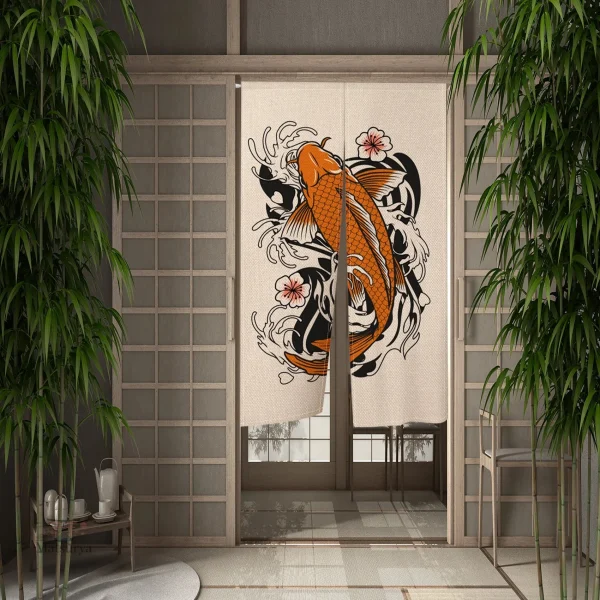 Rideau Japonais avec design Koi, charme asiatique