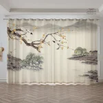 Rideau Japonais minimaliste en tissu léger