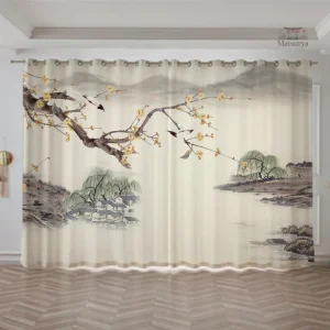 Rideau Japonais minimaliste en tissu léger