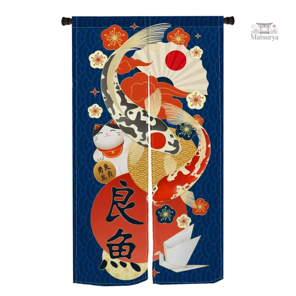 Vague de carpe sur rideau japonais moderne