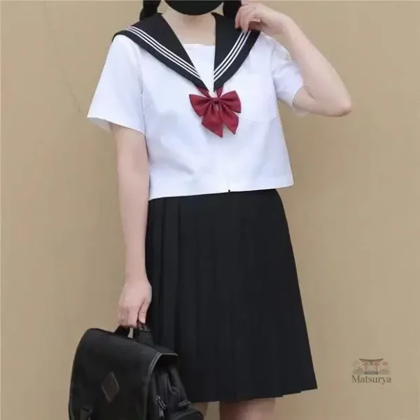 Robe Ecolière Japonaise avec col et manches contrastées
