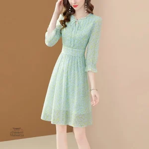 Robe en mousseline aux motifs japonais raffinés