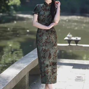 Robe longue en velours style japonais