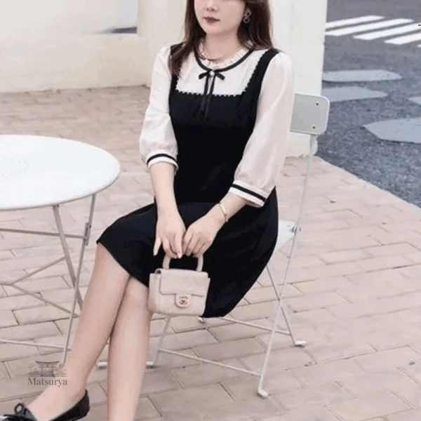 Robe japonaise vintage à manches longues et fluide