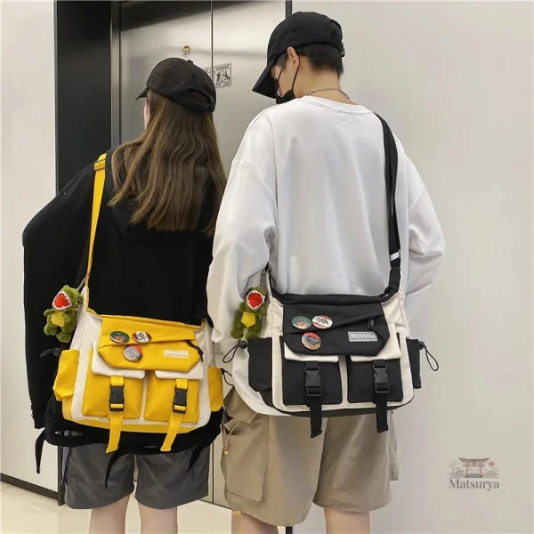 Sac à bandoulière style japonais en toile résistante
