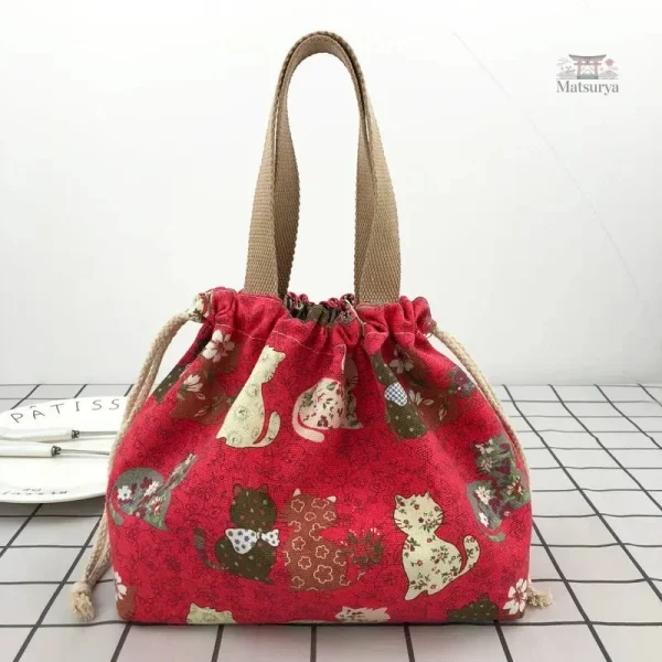 Sac à bento en tissu japonais pour transport facile