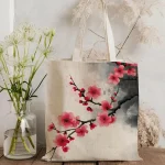 Sac fourre tout en toile avec motifs japonais