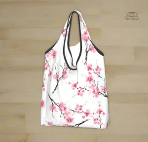 Sac japonais pliable avec motifs de fleurs Sakura
