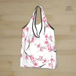 Sac japonais pliable avec motifs de fleurs Sakura