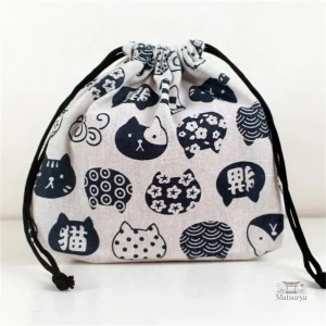 Sac rangement Bento motif chat pour un rangement pratique