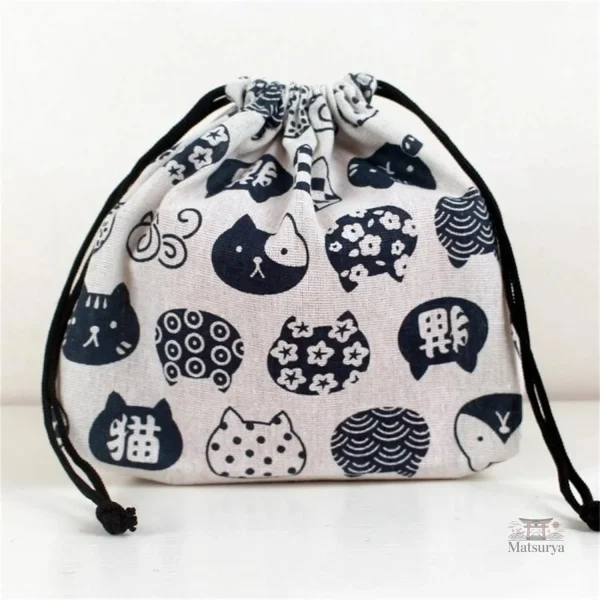Sac rangement Bento motif chat pour un rangement pratique