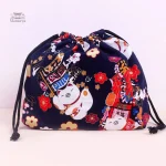 Sac rangement bento motif chat porte-bonheur