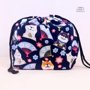 Sac rangement bento motif éventail pour repas en déplacement